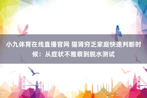 小九体育在线直播官网 猫肾穷乏家庭快速判断时候：从症状不雅察到脱水测试