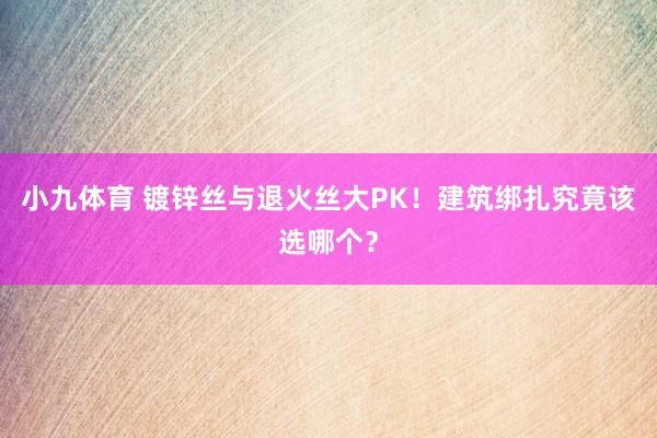 小九体育 镀锌丝与退火丝大PK！建筑绑扎究竟该选哪个？
