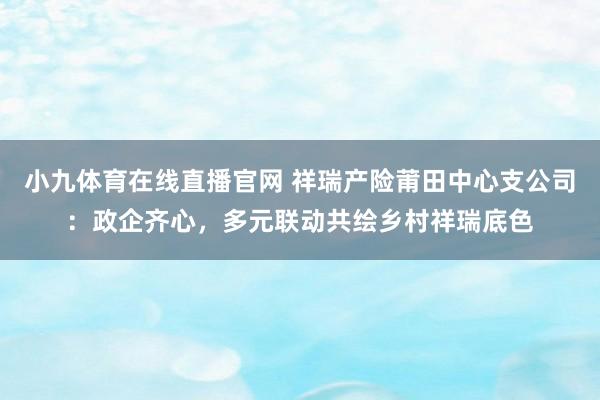 小九体育在线直播官网 祥瑞产险莆田中心支公司：政企齐心，多元联动共绘乡村祥瑞底色